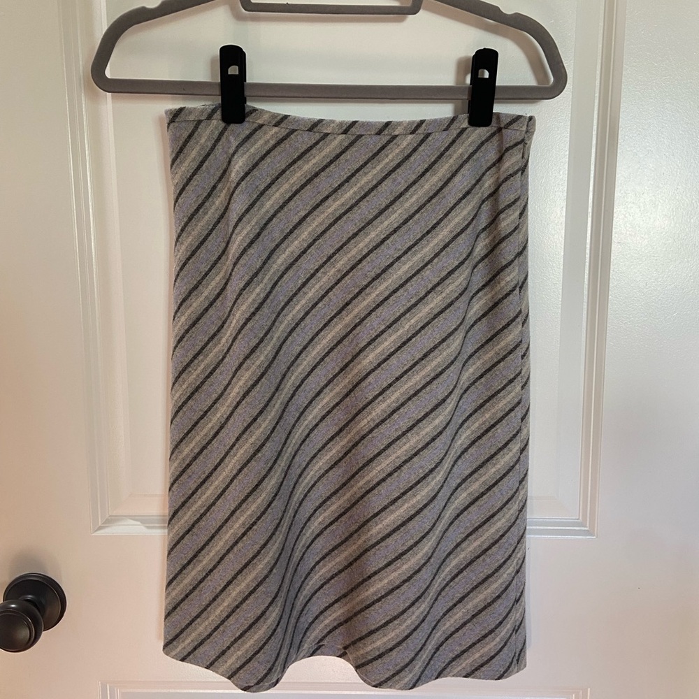 Y2K LOFT 4Petite Diagonal Pattern Gray and Blue Striped Midi Skirt